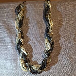 Elegant Gold and Black Braided Necklace